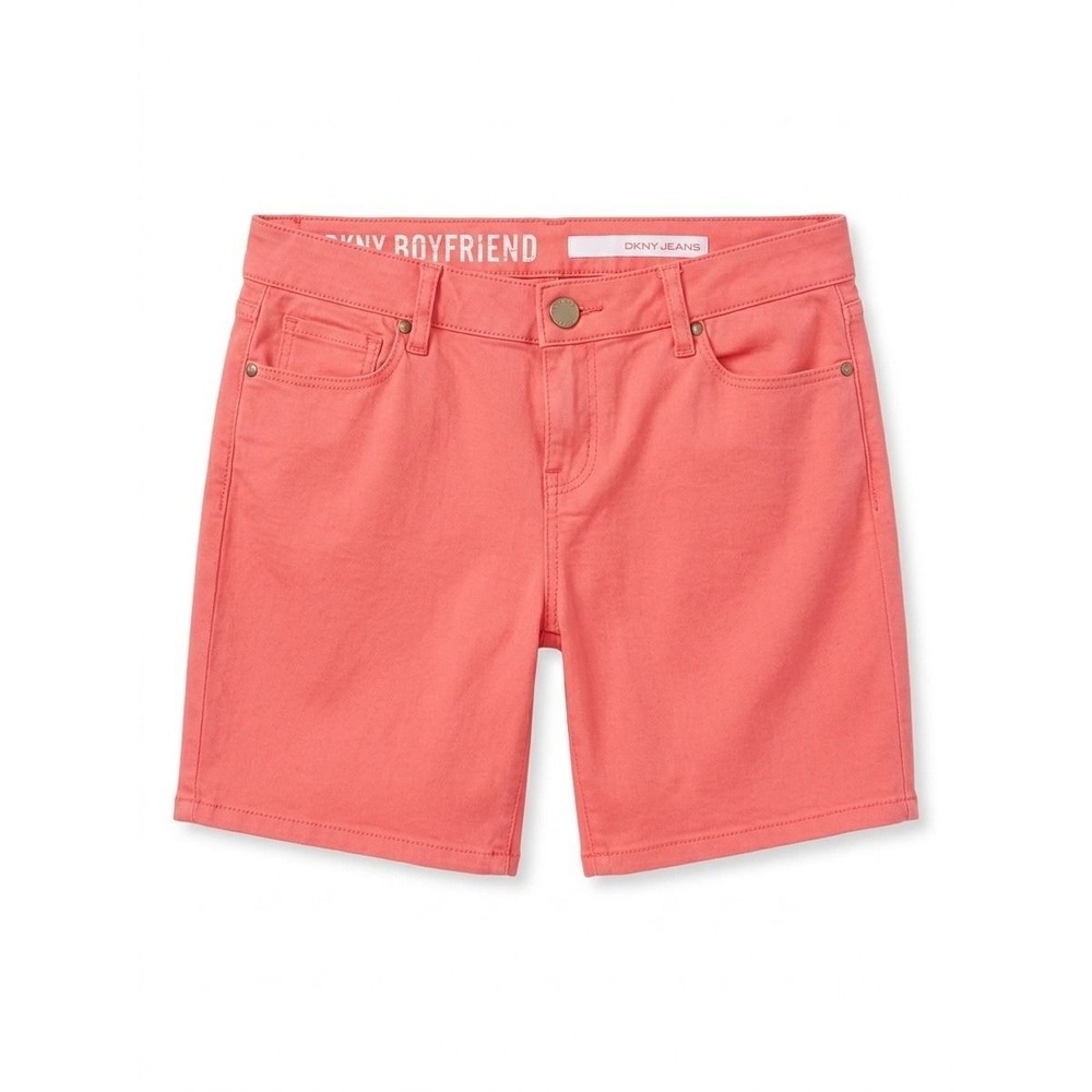 DKNY Jeans Womens City Boyfriend Coral Pink Stretch Denim Shorts Size 4
